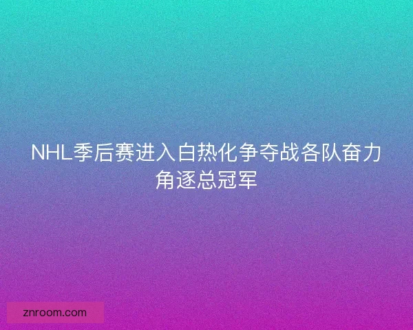 NHL季后赛进入白热化争夺战各队奋力角逐总冠军 NHL季后赛进入白热化争夺战各队奋力角逐总冠军