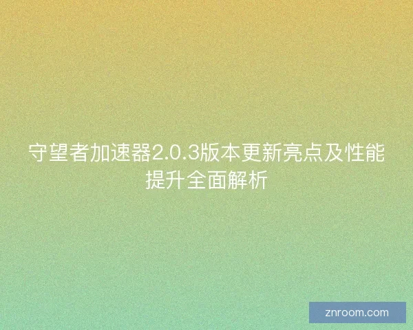 守望者加速器2.0.3版本更新亮点及性能提升全面解析