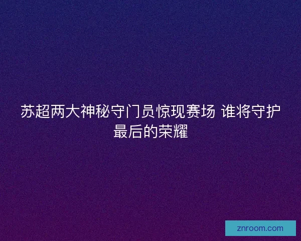 苏超两大神秘守门员惊现赛场 谁将守护最后的荣耀 苏超两大神秘守门员惊现赛场 谁将守护最后的荣耀